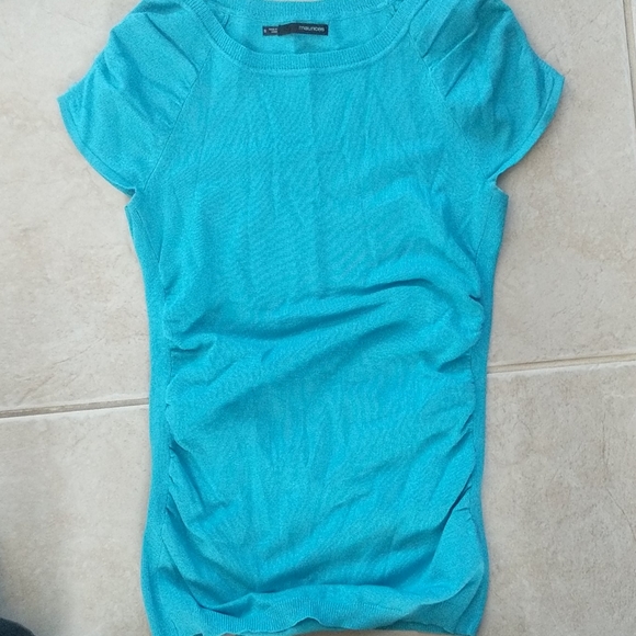 NWT sz5 dress capri, tan and teal pin stripe, top - Picture 6 of 8